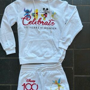 Disney Celebrate 100 Years White Hoodie and Pants Set